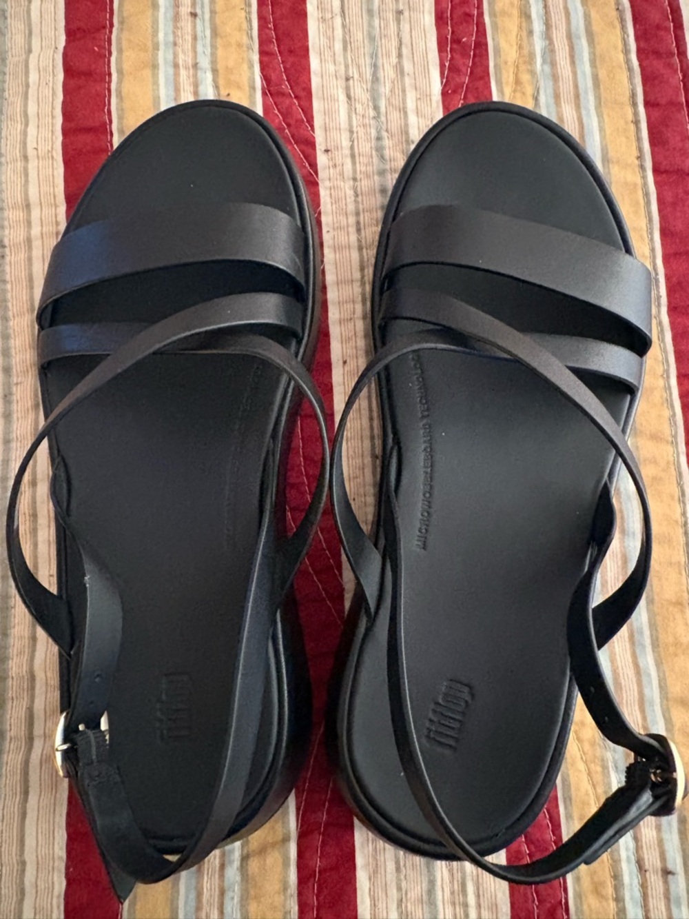 Fitflop Black Leather Crossover Strap Sandals - Picture 4 of 5
